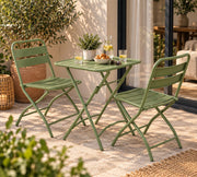 Bistroset 3 delig – Opvouwbare Tafel met 2 Stoelen – Metaal – Balkon & Terras - Groen
