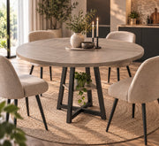 Ronde Eettafel – 120cm - 4-6 personen - Industrieel & Rustiek - Grijs