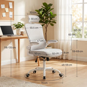 Ergonomische Bureaustoel – Mesh Kantoorstoel – Verstelbare Hoofdsteun – Lendensteun – Grijs