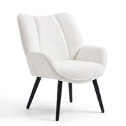 Fauteuil – Scandinavische Accent Stoel met Hoge Rugleuning – Ribfluweel Wit