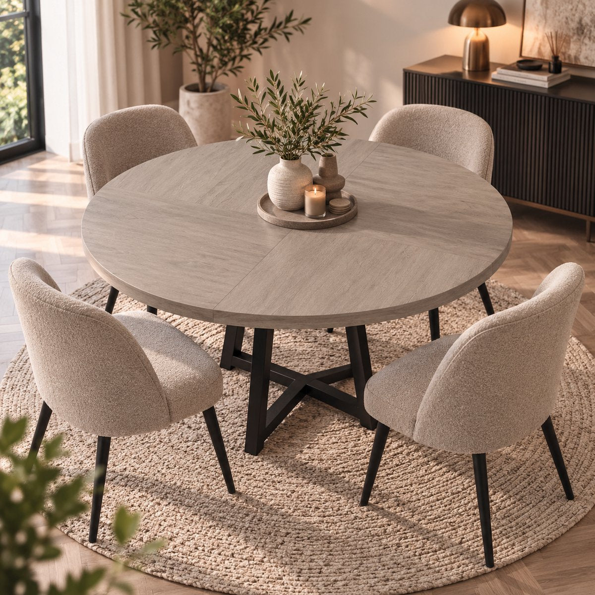 Ronde Eettafel – 120cm - 4-6 personen - Industrieel & Rustiek - Grijs