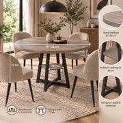 Ronde Eettafel – 120cm - 4-6 personen - Industrieel & Rustiek - Grijs