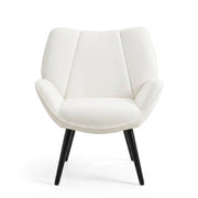 Fauteuil – Scandinavische Accent Stoel met Hoge Rugleuning – Ribfluweel Wit