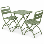 Bistroset 3 delig – Opvouwbare Tafel met 2 Stoelen – Metaal – Balkon & Terras - Groen