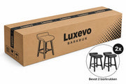 Barstoel Set van 2 – Barkruk - 66,5 cm Zithoogte – Kunstleder & Hout – Zwart