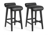 Barstoel Set van 2 – Barkruk - 66,5 cm Zithoogte – Kunstleder & Hout – Zwart
