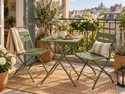 Bistroset 3 delig – Opvouwbare Tafel met 2 Stoelen – Metaal – Balkon & Terras - Groen