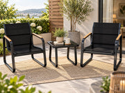 3 Delige Bistro Set – Tuinset met Glazen Tafel & Mesh Stoelen – Weerbestendige Outdoor Set voor Balkon, Tuin & Terras