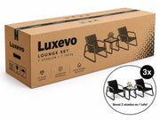 3 Delige Bistro Set – Tuinset met Glazen Tafel & Mesh Stoelen – Weerbestendige Outdoor Set voor Balkon, Tuin & Terras