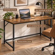 Bureau - 120 cm Industrieel Design - Donker Hout