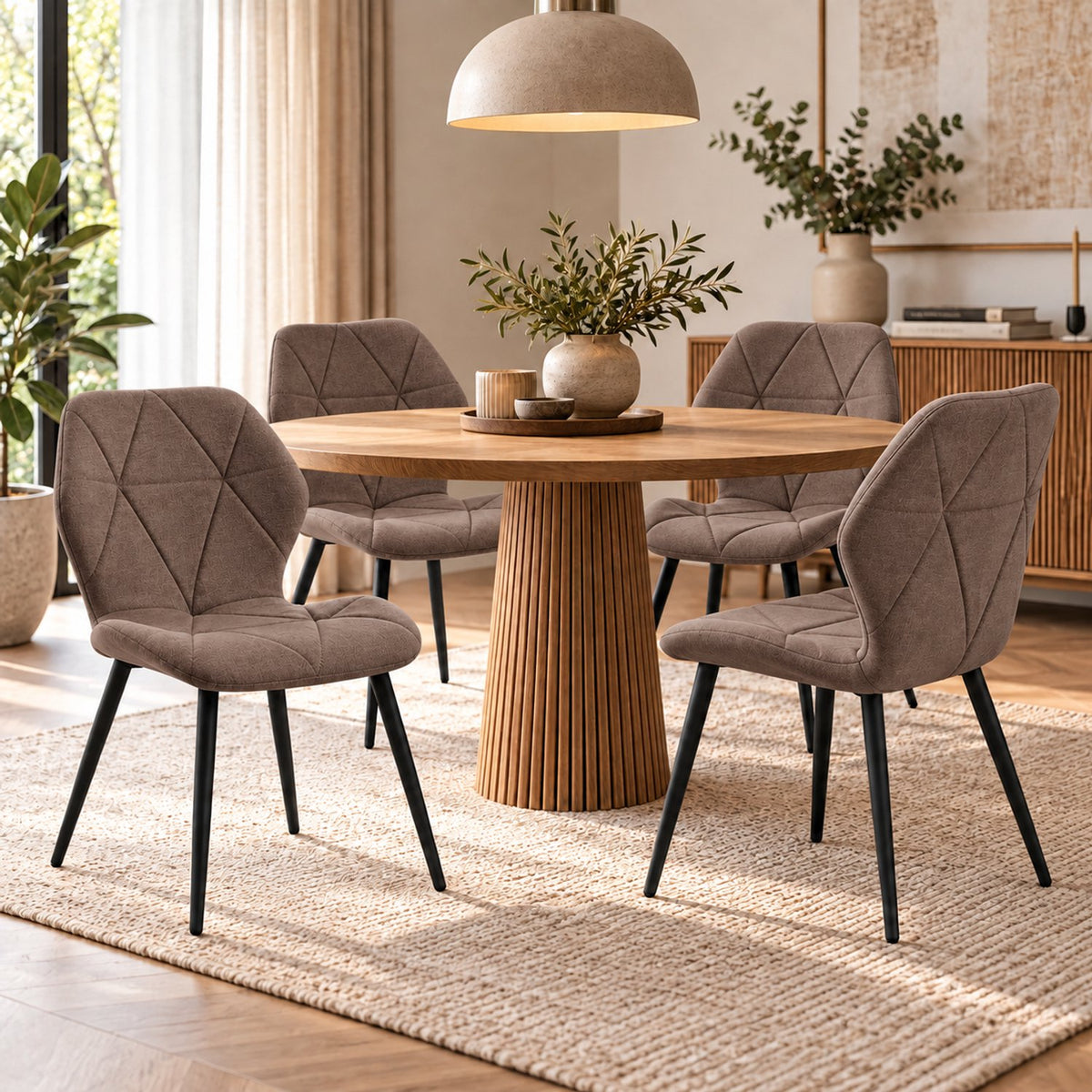 Eetkamerstoelen – Set van 4 – Ergonomisch – Metalen Poten – Bruin