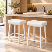 Barkrukken Set van 2 - 61 cm - Kunstleer - Met Voetensteun - Wit