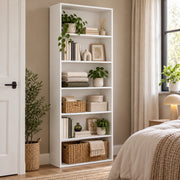 Boekenkast 6 Vakken – Open Kast 178x60x30 cm – Moderne Opbergkast – Wit – Staande Boekenkast voor Woonkamer, Slaapkamer & Kantoor