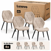 Eetkamerstoelen – Set van 4 – Ergonomisch – Metalen Poten – Beige