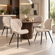 Eetkamerstoelen – Set van 4 – Ergonomisch – Metalen Poten – Beige
