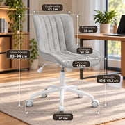 Bureaustoel - 360° Draaibaar – Gestoffeerde Design Stoel met Gegolfde Rugleuning – Compacte Thuiswerkstoel – 60 x 63 x 79 cm – Grijs