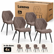 Eetkamerstoelen – Set van 4 – Ergonomisch – Metalen Poten – Bruin