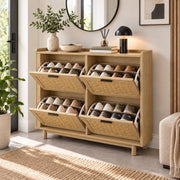 Schoenenkast - Tot 16 Paar Schoenen - 8 Rekken 4 Lades - Rattan Hout