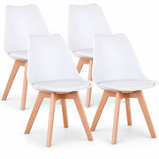 Eetkamerstoelen Set van 4 - Scandinavische Kuipstoelen - Houten Poten - Met Zitkussen - Moderne Eetkamerstoel – Wit