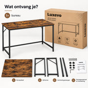 Bureau - 120 cm Industrieel Design - Donker Hout