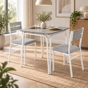 Eetkamerset voor 2 Personen – Compacte Keukentafel met 2 Stoelen – Ruimtebesparend – Wit Houtlook
