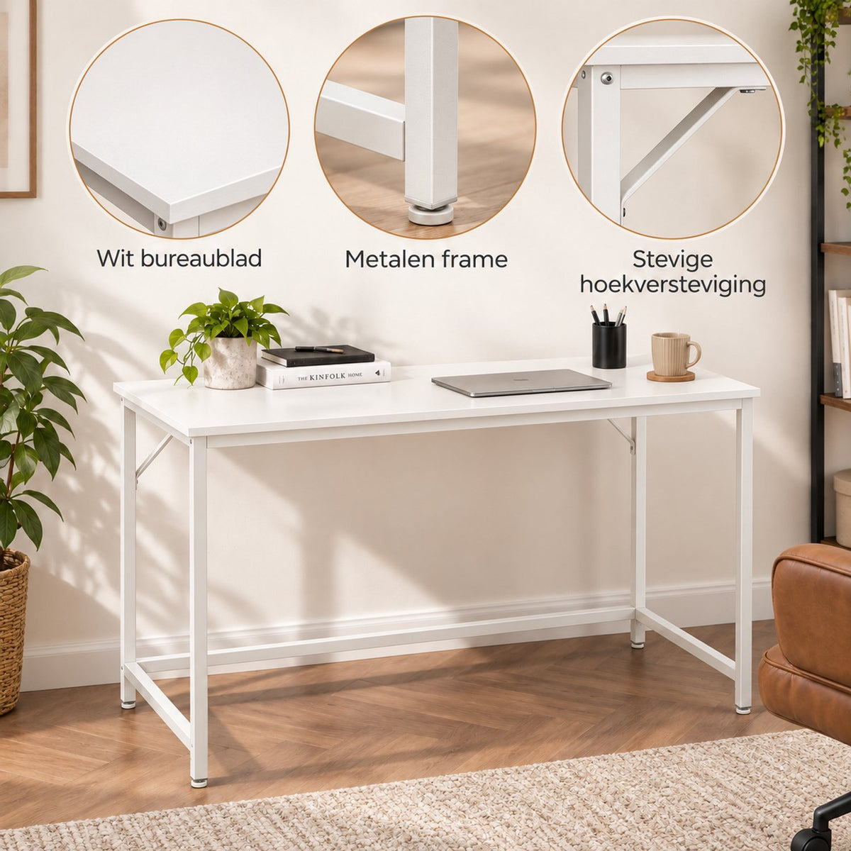 Bureau - 120 cm Industrieel Design - Wit