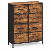 Ladekast - 8 Lades – Dressoir – 76,7 x 30 x 95,2 cm – Stalen Frame & MDF – Vintage Bruin/Zwart – Opbergkast
