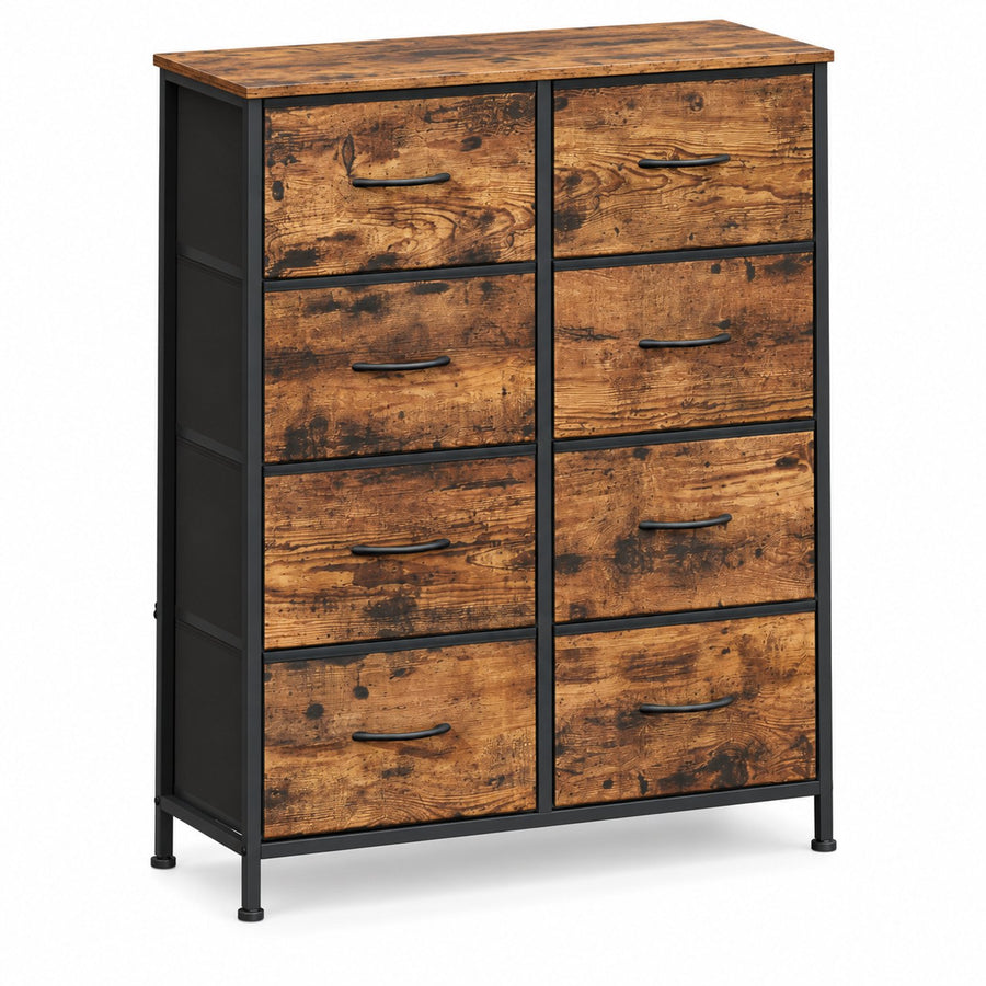 Ladekast - 8 Lades – Dressoir – 76,7 x 30 x 95,2 cm – Stalen Frame & MDF – Vintage Bruin/Zwart – Opbergkast