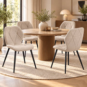 Eetkamerstoelen – Set van 4 – Ergonomisch – Metalen Poten – Beige