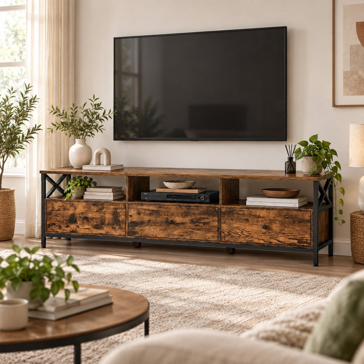 TV Meubel - 3 Lades - 3 Open Vakken