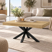 Salontafel - 110 cm - Rechthoek - Industrieel Design - Koffietafel met Zwart Kruisframe - Houtlook Tafelblad