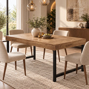 Eettafel - 140 cm - Industrieel - Hout & Zwart Metaal