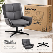 Fauteuil – 360° Draaibaar – PU Leer – Draaistoel met Armleuningen - Grijs