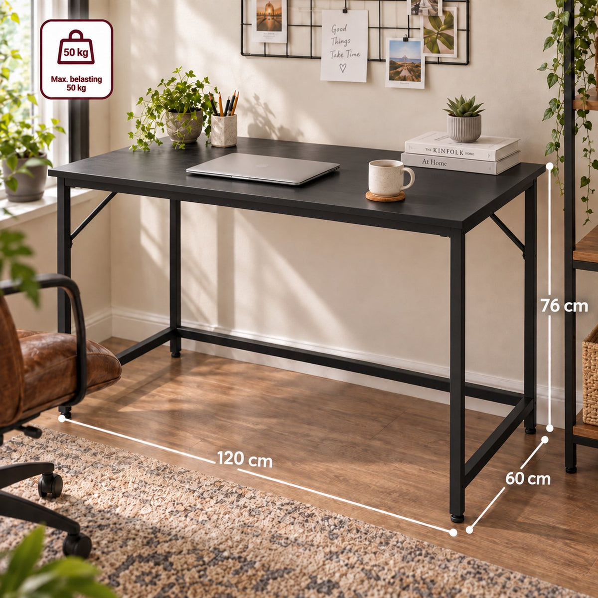 Bureau - 120 cm Industrieel Design - Zwart