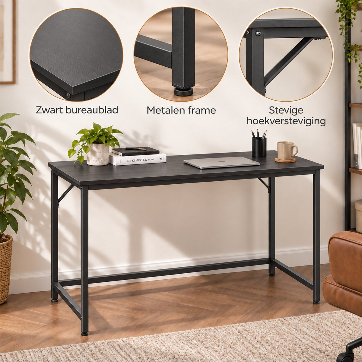 Bureau - 120 cm Industrieel Design - Zwart