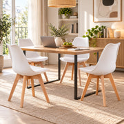 Eetkamerstoelen Set van 4 - Scandinavische Kuipstoelen - Houten Poten - Met Zitkussen - Moderne Eetkamerstoel – Wit