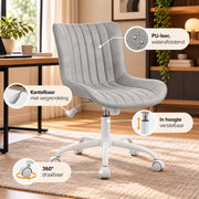Bureaustoel - 360° Draaibaar – Gestoffeerde Design Stoel met Gegolfde Rugleuning – Compacte Thuiswerkstoel – 60 x 63 x 79 cm – Grijs