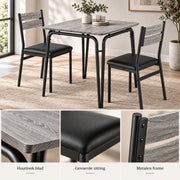 Eetkamerset voor 2 Personen – Compacte Keukentafel met 2 Stoelen – Ruimtebesparend – Zwart Houtlook