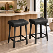 Barkrukken Set van 2 - 61 cm - Kunstleer - Met Voetensteun - Zwart