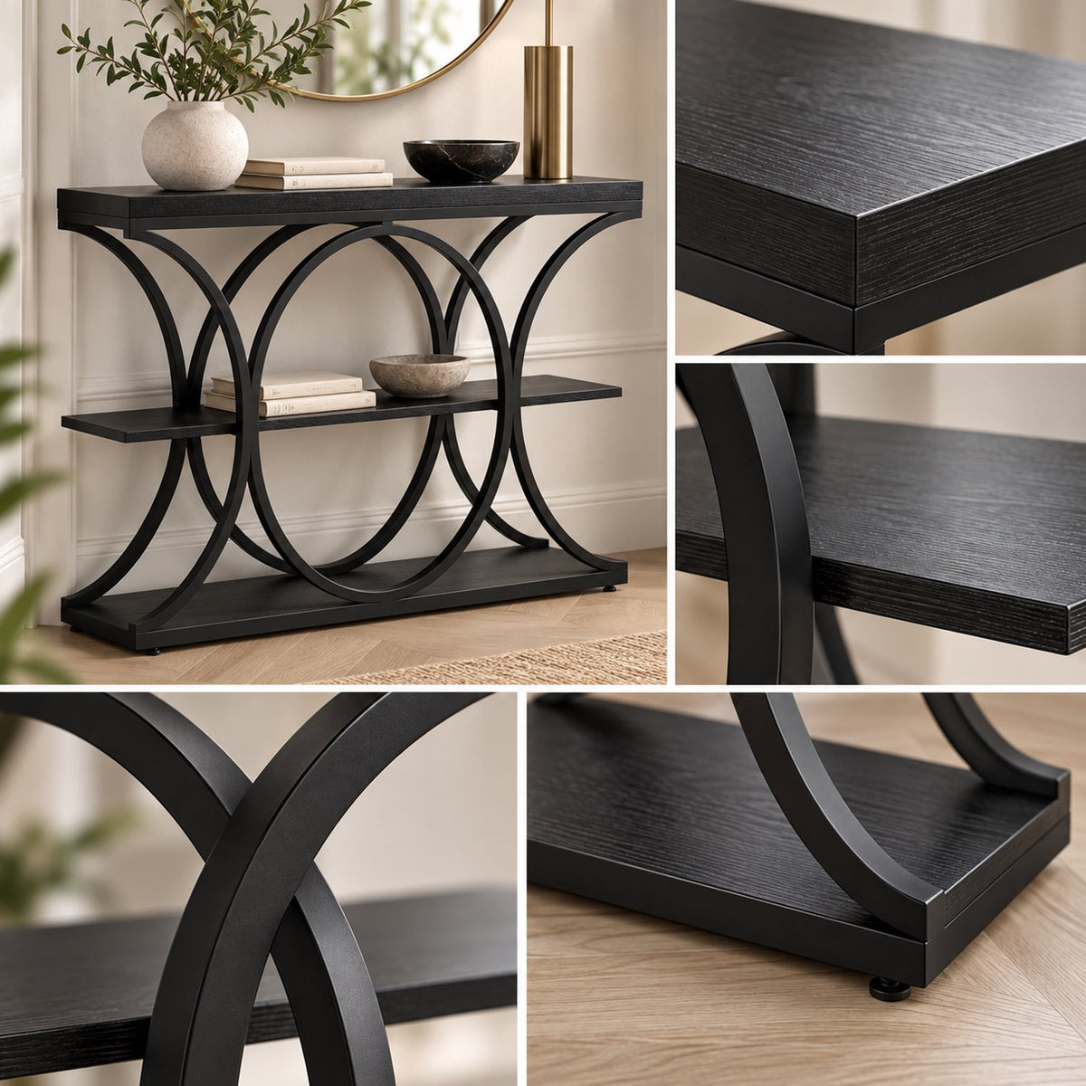 Console Tafel – Houten Sidetable met Metalen Frame – Wandtafel voor Hal & Woonkamer - 100x30x80cm