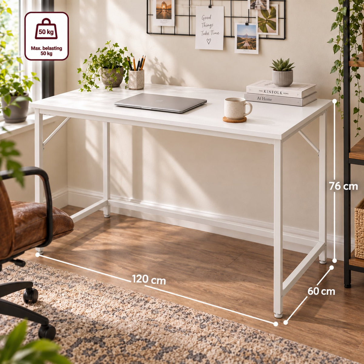 Bureau - 120 cm Industrieel Design - Wit