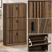 Schoenenkast – Schoenenrek voor 18 Paar – Ruimtebesparend – 117 x 24 x 63 cm – Donker Walnoot
