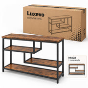 Consoletafel – Sidetable met 3 Opbergniveaus – Industrieel – Bruin/Zwart – 100 x 30 x 75 cm