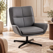 Fauteuil – 360° Draaibaar – PU Leer – Draaistoel met Armleuningen - Grijs