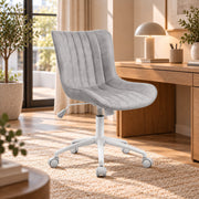 Bureaustoel - 360° Draaibaar – Gestoffeerde Design Stoel met Gegolfde Rugleuning – Compacte Thuiswerkstoel – 60 x 63 x 79 cm – Grijs