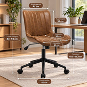 Bureaustoel - 360° Draaibaar – Gestoffeerde Design Stoel met Gegolfde Rugleuning – Compacte Thuiswerkstoel – 60 x 63 x 79 cm – Bruin