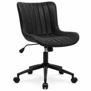 Bureaustoel - 360° Draaibaar – Gestoffeerde Design Stoel met Gegolfde Rugleuning – Compacte Thuiswerkstoel – 60 x 63 x 79 cm – Zwart