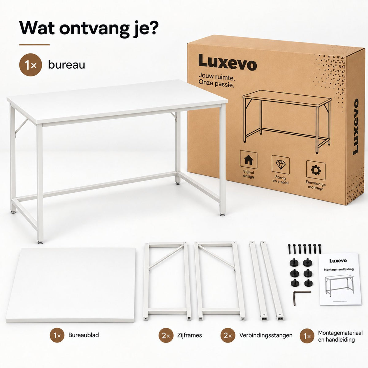 Bureau - 120 cm Industrieel Design - Wit