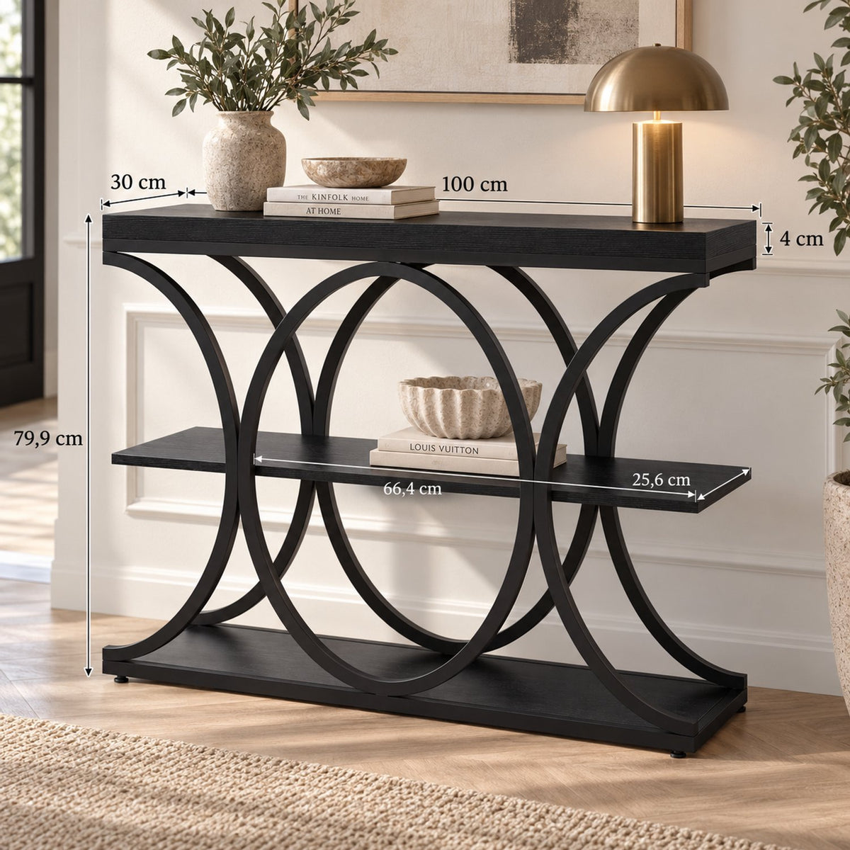 Console Tafel – Houten Sidetable met Metalen Frame – Wandtafel voor Hal & Woonkamer - 100x30x80cm