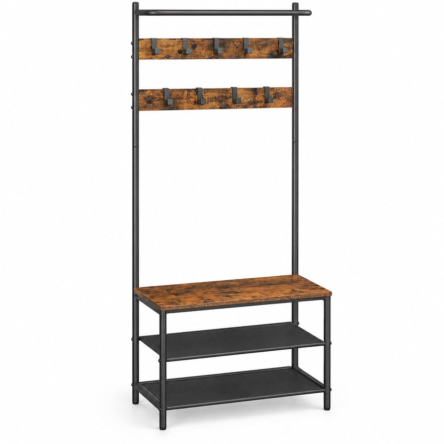 Kapstok met Schoenenbank - 9 Haken - 180x64x32.2